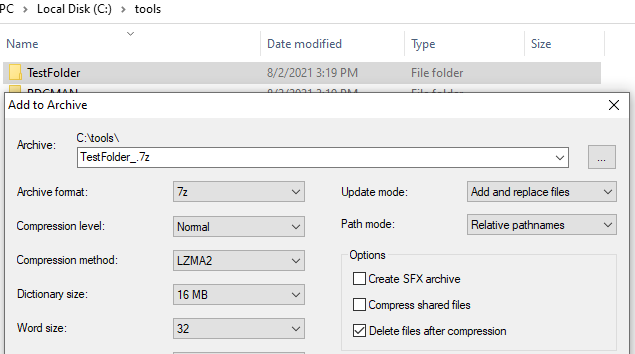 7zip удалить папку с пробелом