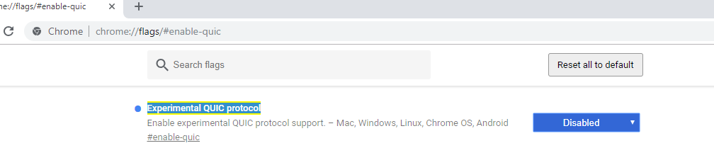 Experimental QUIC protocol - отключить в chrome 