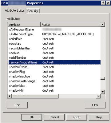  SPN атрибут servicePrincipalName
