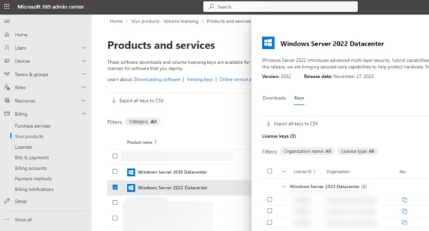 Получить ключить csvlk для активации kms host key в Microsoft 365 Admin Center 