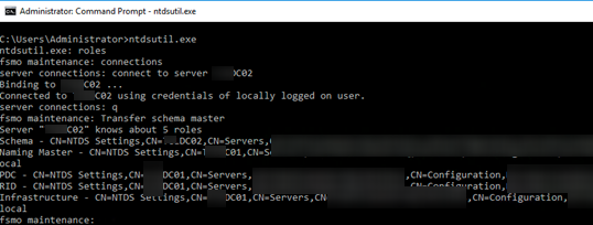 ntdsutil transfer schema master - перенос fsmo ролей из командной строки