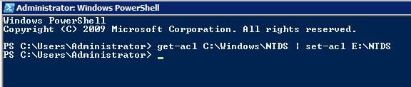 Копирование и перенос NTFS разрешений на каталог C:WindowsNTDS с помощью