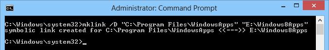 Сиволическая ссылка на каталог с WindowsApps в windows 8