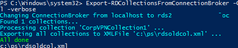Export-RDCollectionsFromConnectionBroker экспорт коллекций RDConnectin Broker
