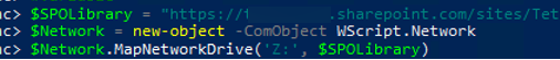 powershell - подключение диска из библиотеки sharepoint