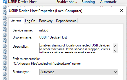 служба USBIP Device Host