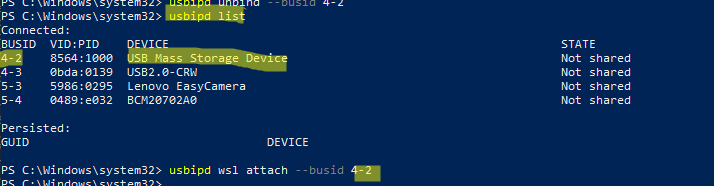 usbipd открыть общий доступ к usb устройству в WSL через usboverip