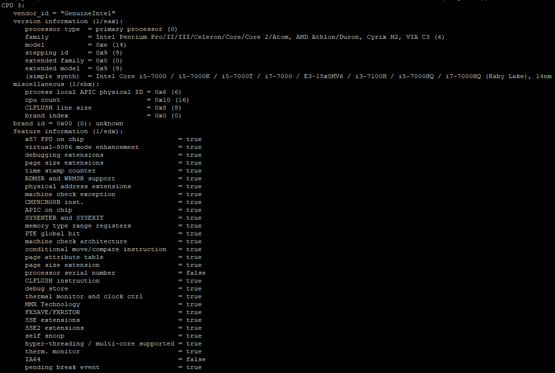 утилита cpuid в linux - подробная информация о CPU