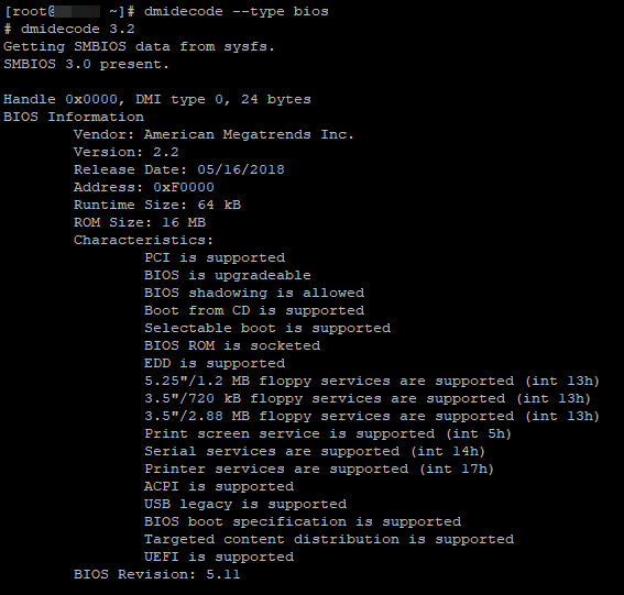 dmidecode --type bios