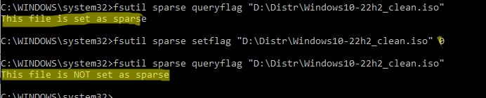 При подключении ISO файла возникла проблема 3 fsutil sparse setflag изменить атрибут ISO файла