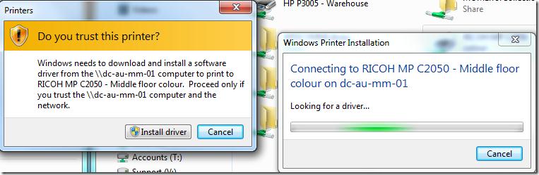Windows 7: Do you trust this printer