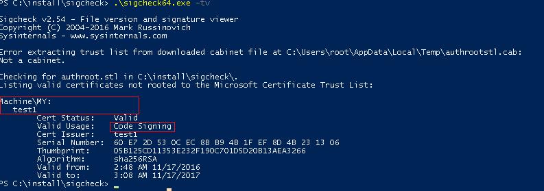 sigcheck выявление "левых", недовереных и поддельных сертификатов в хранилище корневых сертификатов