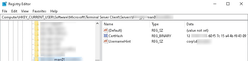 Просмотр и очистка истории RDP подключений в Windows 4 сохраненные данные rdp сервера в реестра windows