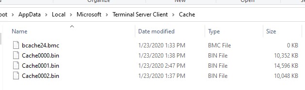 Просмотр и очистка истории RDP подключений в Windows 9 terminal server client кэшированные картинки для rdp подключения