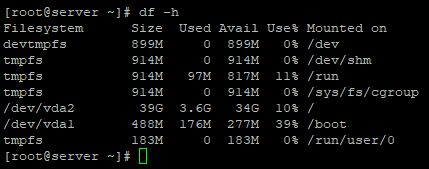 df - определить свободное место на диске в linux