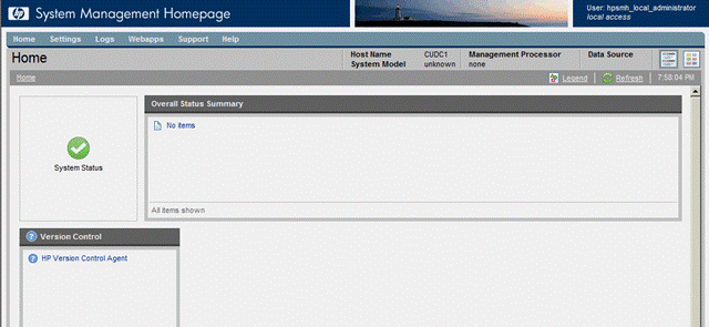 Пустая System Management Homepage Пустая System Management Homepage