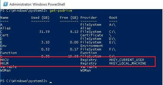 get-psdrive: ветки реестра в powershell как диски