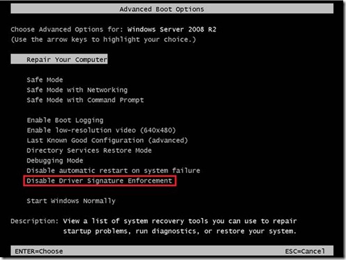 Disable Driver Signature Enforcement 