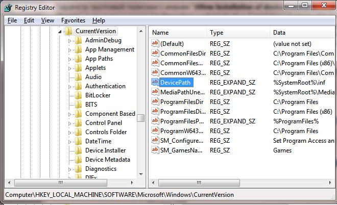 DriverStore DevicePath - путь к хранилищу драйверов в Windows 7