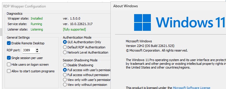 запуск rdpwrapper в windows 11