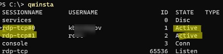 qwnista: вывести активные rdp сессии в windows