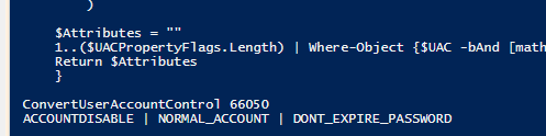 скрипт PowerShell для преобразования UserAccountControl в нормальный вид