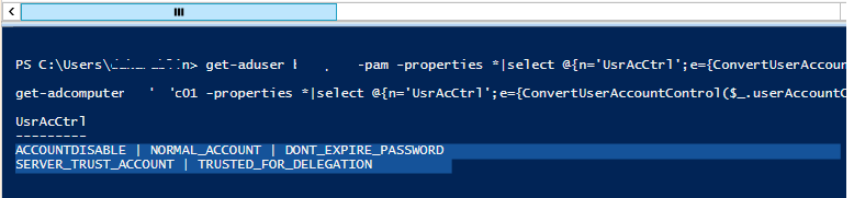 get-aduser используем функцию для конвертации userAccountControl в текст