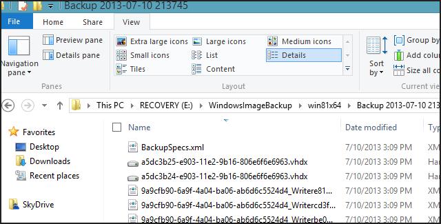 Каталог WindowsImageBackup с резервной копией win8.1