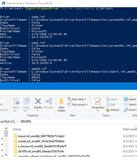 Export-WindowsDriver powershell командлет для создания резервной копии драйверов в Windows со всеми inf файлами 