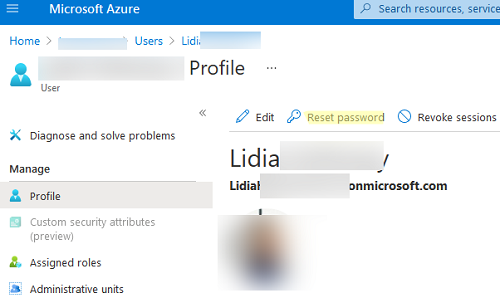 Сброс пароля пользователя в Azure AD (M365) 2 Сбросить пароль пользователя через портала Azure