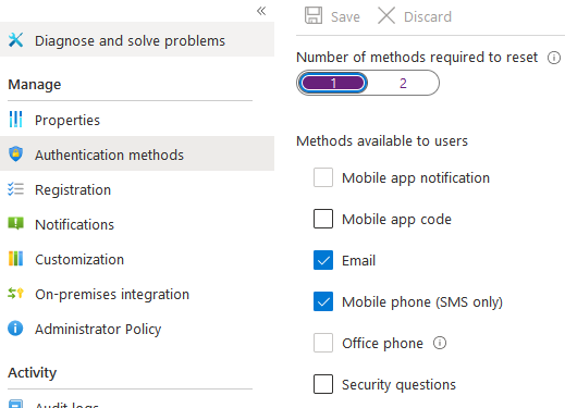 Сброс пароля пользователя в Azure AD (M365) 6 настроить методы подтверждения сброса пароля пользователями Azure