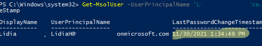 Сброс пароля пользователя в Azure AD (M365) 8 получить значение LastPasswordChangeTimeStamp пользователя Azure