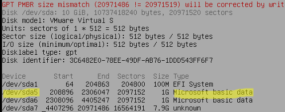 vmware fdisk /dev/sda5 раздел bootbank