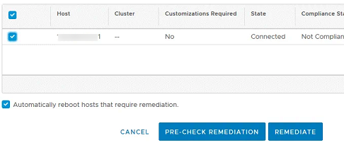 Remediate - применить профиль к хосту VMware ESXi