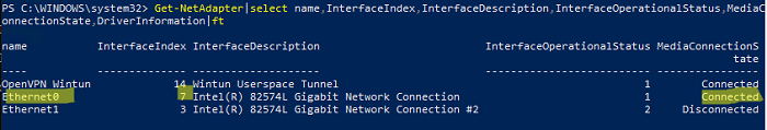 powershell вывести все сетевые адаптеры в windows