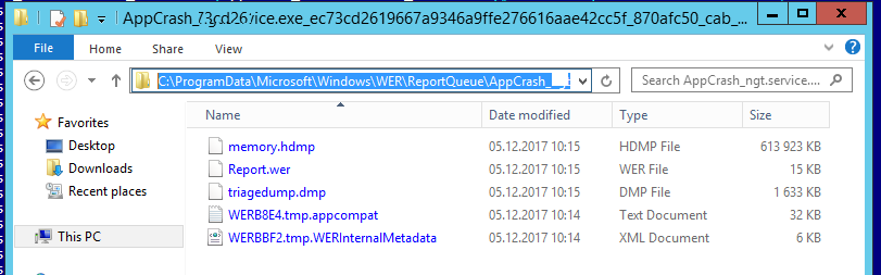 файлы Report.wer и memory.hdmp 