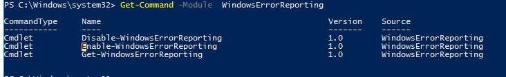 PowerShell модуль WindowsErrorReporting