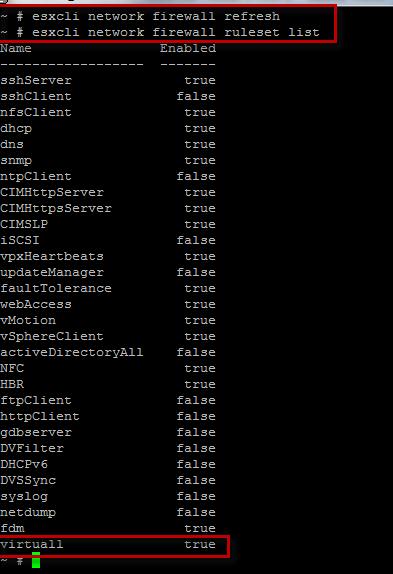 правила межсетевого экрана esxi 5.0