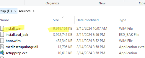 замена оригинального install.wim файла на установочной флешке