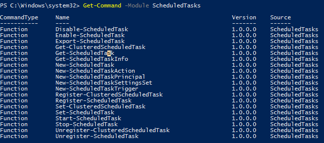 powershell командлеты из модуля ScheduledTasks