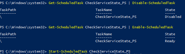 отключить/включить/запустить задание планировщика с помощью PowerShell