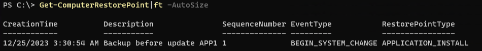 Get-ComputerRestorePoint