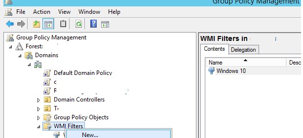 Создать WMI фильтр групповых политик