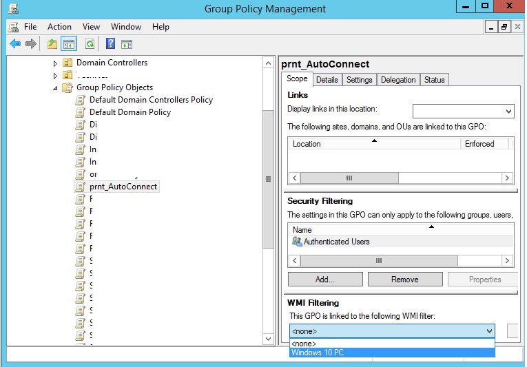 привязать wmi фильтр к групповой политике