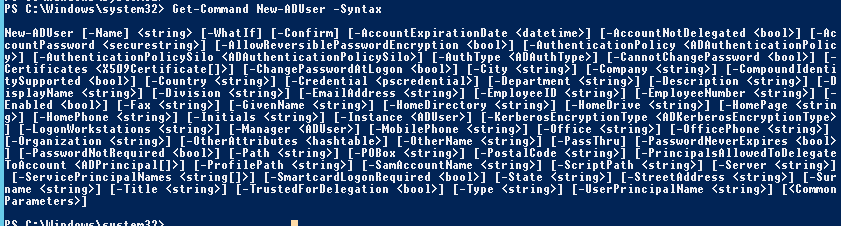New-ADUser - синтаксис