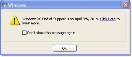 Сообщение Windows XP End of Support is on April 8th, 2014