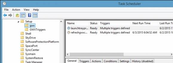 Задания планировщика launchtrayprocess и refreshgwxconfig