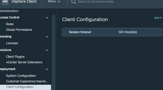 Увеличить таймаут неактивности в сессии VMware ESXi и vSphere 6 изменить период неактивности VMware vSphere 7.x