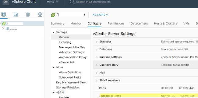 Увеличить таймаут неактивности в сессии VMware ESXi и vSphere 7 настройки Timeout settings в веб интерфейсе