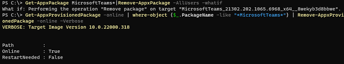 удалить appx Chat Teams с помощью powershell